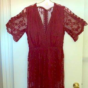 Nordstrom Socialite Overlay Romper Lace Maxi Dress